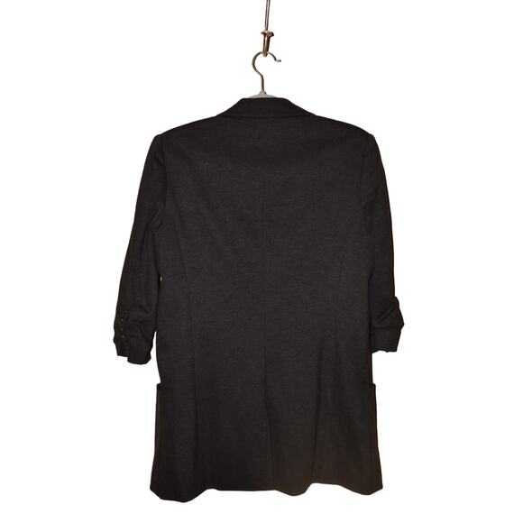 ELIZABETH AND JAMES $465 Ruched 3/4 Sleeves Ponte Knit Blazer Gray Size 8 - Picture 2 of 4